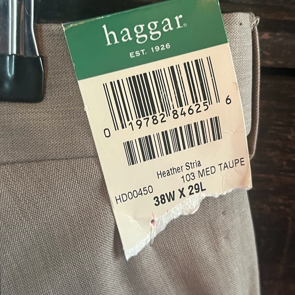 NWT@$70! HAGGAR! Taupe E-CLO SMART FIBER, CREASED/CUFF PANTS! SZ 38Wx29L - Picture 7 of 9